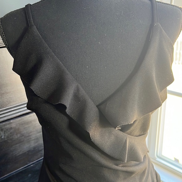 She+Sky Black Holiday Party Figure Flattering Asymmetric Hemline Dress Size M - Picture 6 of 8